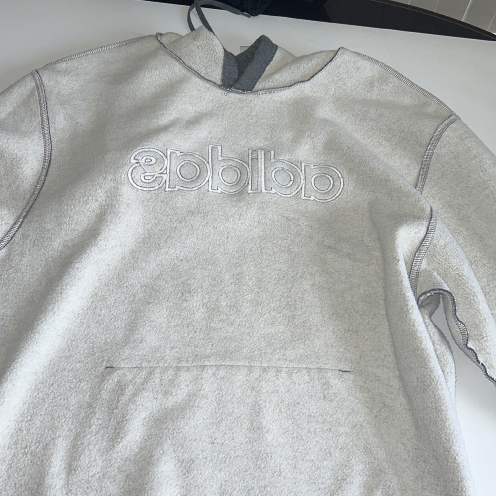 Adidas Gray Fleece  Long Sleeves Pullover Hoodie - Picture 13 of 17
